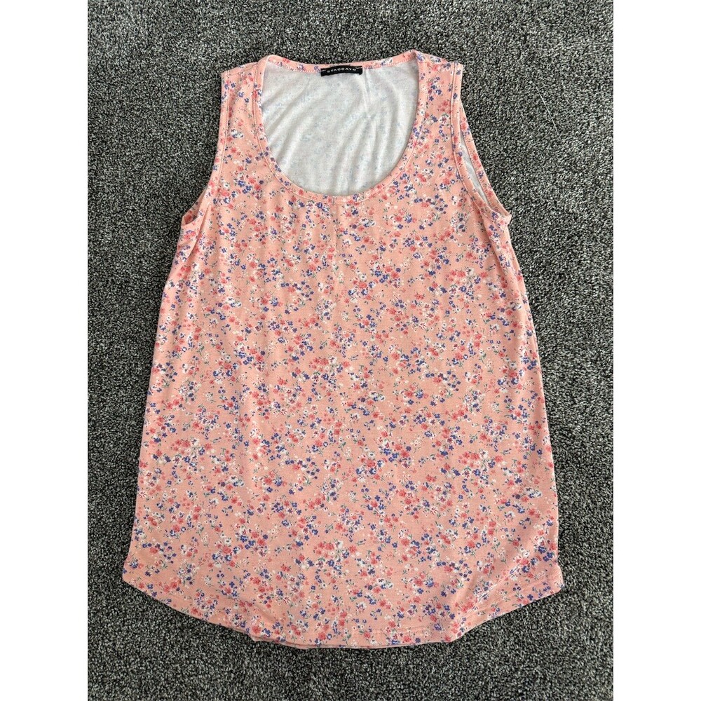 Grace and Lace Tank Top Womens Size S Pink Floral Scoop Neck Sleeveless Stretch